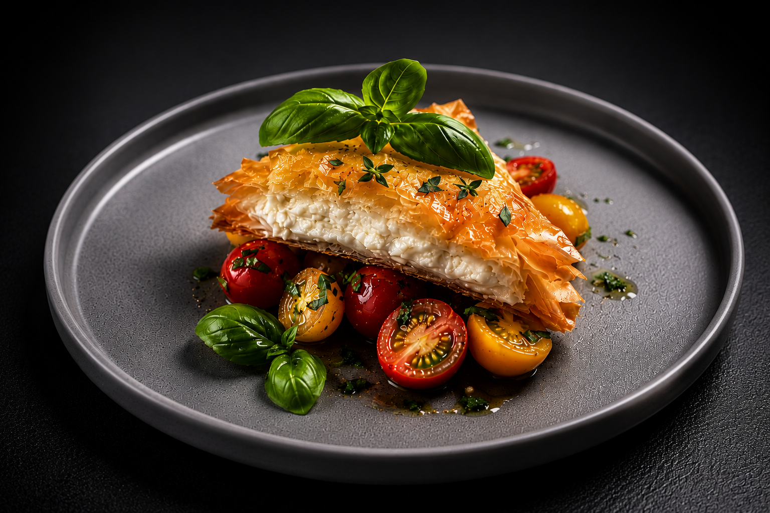 Feta im Filoteig mit Tomatensalat